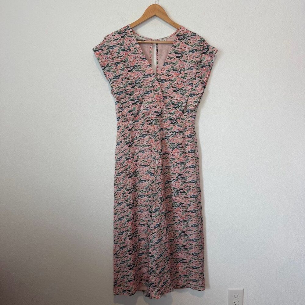 Scotch & Soda Amsterdam Pink Printed Belted Midi Dress Women's Size Large - Picture 2 of 8